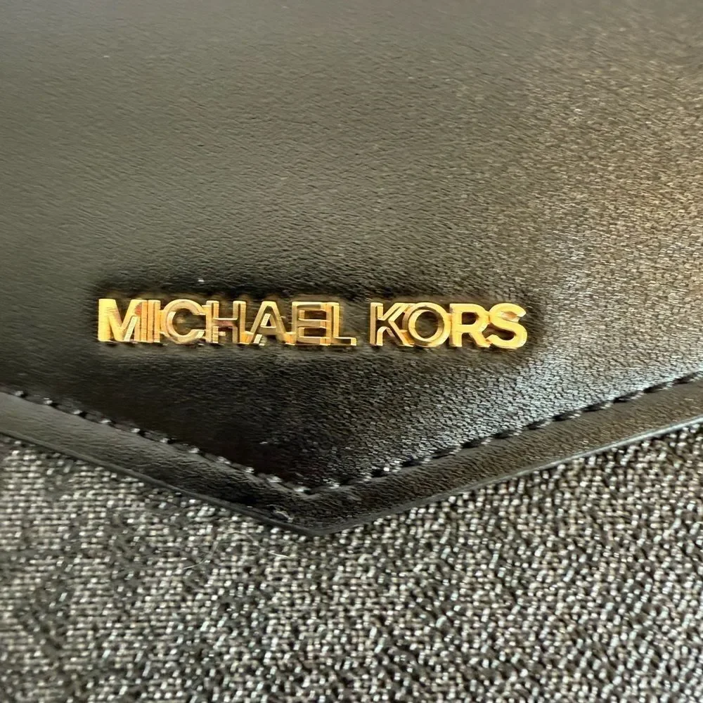 Michael Kors Black and Gray Monogram Envelope Style Clutch/Wristlet